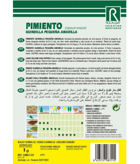 Pimenta Guindilla Estreita Amarela