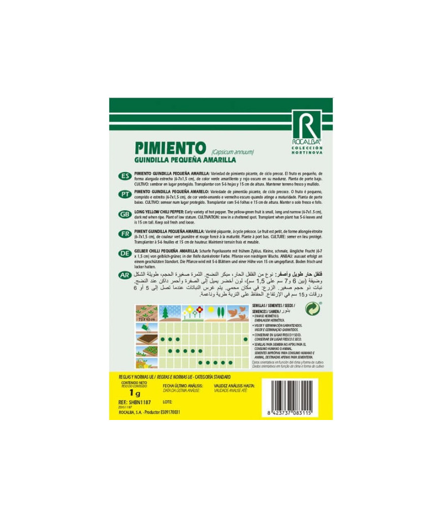 Pimenta Guindilla Estreita Amarela