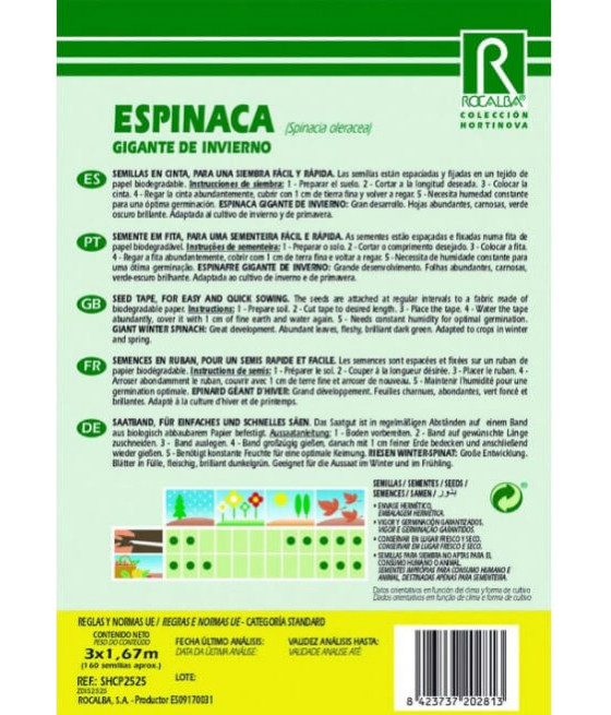 Espinafre Gigante de Inverno - em Fita